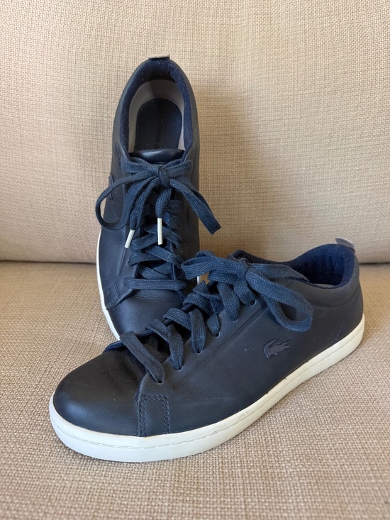 Lacoste Shoes - Lacoste navy leather runners